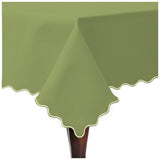 Scallop Embroidery Sateen Cotton Solid Table Cloth - Sage