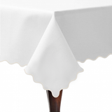 Scallop Embroidery Sateen Poly Cotton Solid Table Cloth