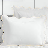 400TC Cotton Scallop Embroidery Sateen Solid Pillow Sham