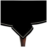 Single Embroidery Border Sateen Cotton Solid Table Cloth - Black