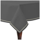 Single Embroidery Border Sateen Cotton Solid Table Cloth - Dark Grey