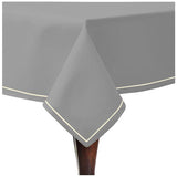 Single Embroidery Border Sateen Cotton Solid Table Cloth - Light Grey