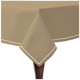 Single Embroidery Border Sateen Cotton Solid Table Cloth - Taupe