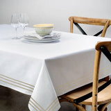 Triple Embroidery Border Sateen Poly Cotton Solid Table Cloth
