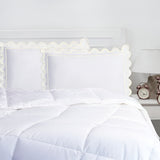 400TC U Shape Scallop Embroidery Cotton Solid Pillow Sham