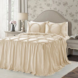 400TC Cotton Sateen Solid Textured Ruffle Bedspread Set