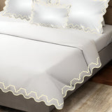 Imaginary Scallop 400TC Cotton Embroidery Sateen Solid Duvet Cover Set
