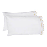 400TC Cotton Scallop Embroidery & Border Sateen Solid Sheet Set