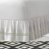 400TC Sateen Solid Cotton Double Embroidered Gathered Bed Skirt