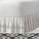 400TC Sateen Solid Cotton Triple Embroidered Gathered Bed Skirt