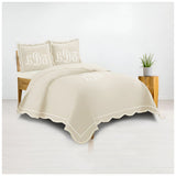 Monogram 400TC Luxurious Wavy Embroidery & Border Cotton Sateen Duvet Cover Set