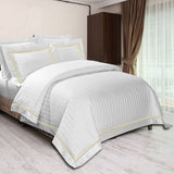 400TC Cotton Double Edge Embroidery Sateen Stripe Duvet Cover Set