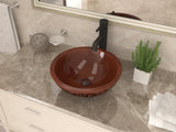 Anchor 16 in. Handmade Vessel Sink in Polished Antique Copper with Floral Design Exterior