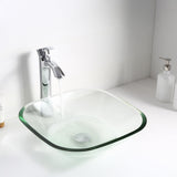 Cadenza Series 17 in. Bathroom Vessel Sink with Scratch-Tough and Stain-Resistant Non-Porous Surface in Clear Glass