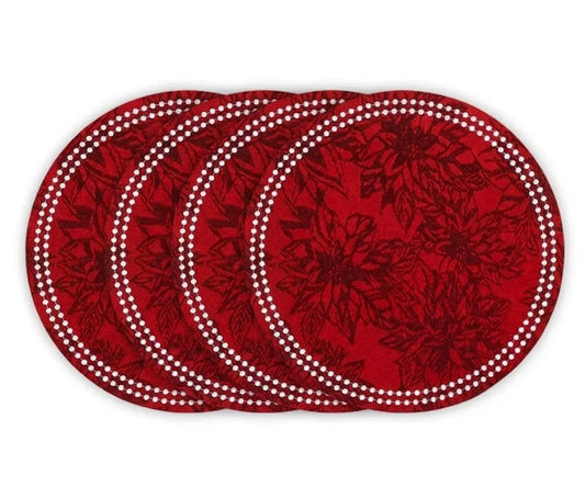 Round Jaquard Placemats - Dot Trim