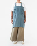Japanese cross-back linen apron in Gray blue