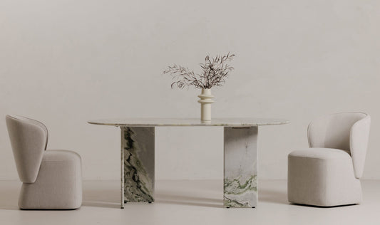 Celia Oval Dining Table Green Onyx Marble