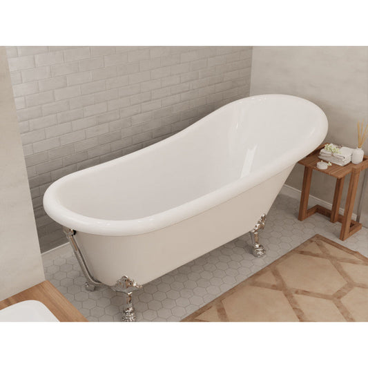 Clawfoot Series 67 in. x 30 in. Soaking Freestanding Bathtub with Center Drain in White with Polished Chrome Feet