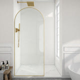 Ember Series 34 in. x 78 in Framed Arch Fixed Shower Screen Door with 8mm Tempered Clear or Fluted Glass