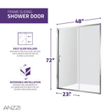 Halberd Series 47 to 48 in. x 72 in. Sliding Framed Shower Door  with Tsunami Guard Tempered Glass