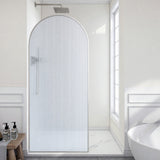 Ember Series 34 in. x 78 in Framed Arch Fixed Shower Screen Door with 8mm Tempered Clear or Fluted Glass