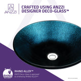Stellar Series 18 in. Round Bathroom Vessel Sink with Stain-Resistant Non-Porous Surface in Marine Crest Finish Glass