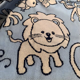 Jungle Animals Blue Knitted Cotton Baby Blanket