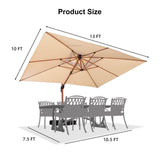 PURPLE LEAF Outdoor Garden Umbrella with Base, Cantilever Umbrellas in Wood Color