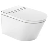 Smart Wall-Hung Elongated Bidet Toilet in White with Auto Lid, Heated Seat, Air Dry, Remot Control, and Night Light