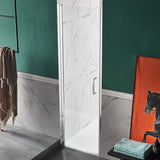 Lancer Series 29 in. x 72 in. H Hinged Semi-Frameless Shower Door with Tsunami Guard Tempered Glass