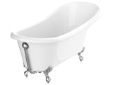 ANZZI Clawfoot Series 67" x 30" Slipper Freestanding Tub, Deep Soaking Acrylic, Reversible Drain, and Polished Chrome Claw Feet (Eagle/Lion Styles)