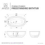 Lusso Series 76 in. x 41 in. Flat Bottom Solid Surface Freestanding Soaking Bathtub with Center Drain in Matte White