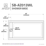 Meadow Base Series 60 in. L x 32 in. W Alcove Shower Shower Pan Base with Reversible Drain in Glossy White Acrylic