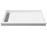 ANZZI Alexander 48" x 32" Alcove Shower Pan, Compression Molded ANR Material (3X Impact Resistant), Low Threshold, Stainless Steel Drain Cover