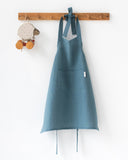Linen apron for kids in Gray blue