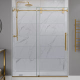 ANZZI 60 in. x 76 in. Frameless Sliding Shower Door, 3/8" TSUNAMI GUARD Glass, Exposed Rollers and RHINO ALLOY Hardware
