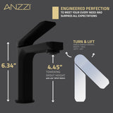 ANZZI Contemporary Single Hole Faucet, Low Arc Spout (6.34" H), 1.2 GPM Water-Saving, Durable Brass Construction, Rhino-Alloy Certified, Various Finishes