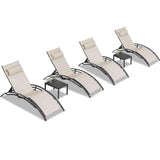 PURPLE LEAF Patio Chaise Lounge Set Outdoor Beach Pool Sunbathing Lawn Lounger Recliner Chair Outside Chairs with Side Table Included