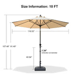 PURPLE LEAF Crank and Tilt Rectangular Outdoor Patio Market Umbrella with Base
