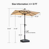 PURPLE LEAF Crank and Tilt Rectangular Outdoor Patio Market Umbrella with Base