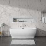 Bank Series 65 in. x 31 in. Flat Bottom Acrylic Freestanding Soaking Bathtub with Center Drain and Faucet