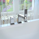 Rin Series Single-Handle Deck-Mount Roman Tub Faucet with Handheld Sprayer in Polished Chrome