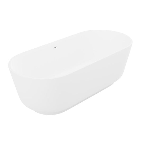 Sabbia Series 71 in. x 32 in. Flat Bottom Solid Surface Freestanding Soaking Bathtub with Center Drain in Matte White