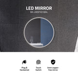 ANZZI Round LED Smart Mirror (24, 28, or 32 in. Diam.), Copper-Free, Adjustable CCT, Built-in Defogger, UL-Certified Electronics, IP44 Rated