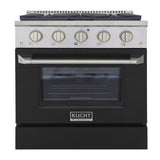 Kucht 30" Gas Range in Stainless Steel, Black Oven Door, KNG301-K