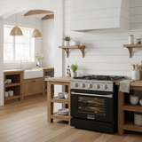 Kucht 30" Gas Range in Stainless Steel, Black Oven Door, KNG301-K