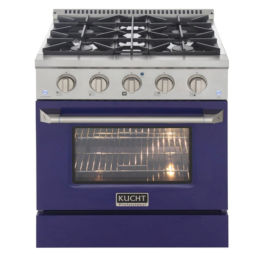 Kucht 30" Gas Range in Stainless Steel with Blue Oven Door, KNG301-B