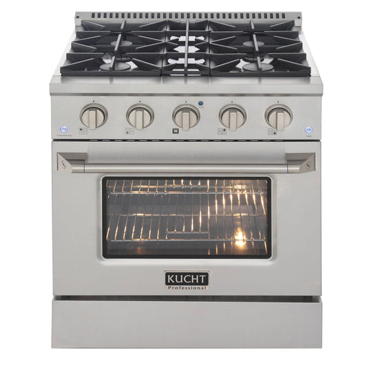 Kucht 30" Gas Range in Stainless Steel with Silver Oven Door, KNG301-S