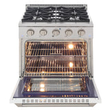 Kucht 30" Gas Range in Stainless Steel with White Oven Door, KNG301-W