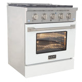 Kucht 30" Gas Range in Stainless Steel with White Oven Door, KNG301-W